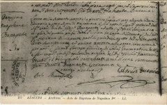 Ajaccio Acte de Bapteme de Napoleon 1er Corsica à Ajaccio