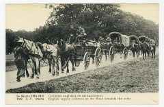 Colonnes anglaises de ravitaillement. English supply columns on the Road towands the coast. La Gue P-Fg-Cp-00837