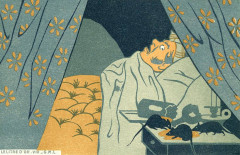 Le Litre D'or I Gml 10 card cartoon series showing man retiring after putting his gold dust in a... (Nby 7211)