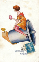 Xavier Sager Joyeuses Pâques woman on bell -
													France
												