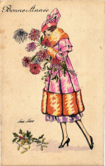 Xavier Sager Bonne Année women with flowers -
													France
												