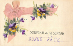 Saint Servan Cpa Peinte A La Main Et Noeud De Ruban