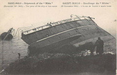 Saint Malo Naufrage Du Hilda 1905 L'Avant Du Navire A Maree Basse à Saint-Malo