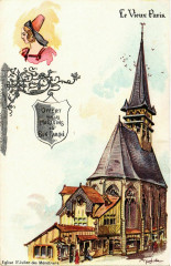 Carte postale ancienne Paris Expo 1900 Le Vieux Paris. Eglise Saint-Julien des Menetriers
                                                                     à Paris
                                