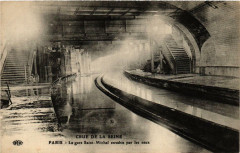 Carte postale ancienne Paris Inondations La Gare Saint-Michel envahie par les-Eaux
                                                                     à Paris
                                