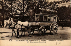 Carte postale ancienne Les Moyens de Transport à Paris - Omnibus à 2 chevaux - Compagnie Générale des Omnibus
                                