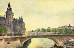 Paris (1e) La Conciergerie. Le Pont au Change à Paris 1er