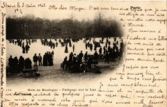 Carte postale ancienne Bois de Boulogne - Patinage sur le Lac
                                                                     à Paris
                                