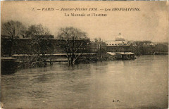 Paris Les Inondations 1910 La Monnaie et l'Institut à Paris