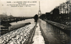 Paris La Grande Crue de la Seine 1910 ligne des Invalides à Paris