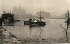 Paris La Grande Crue de la Seine 1910 La Pointe Aval de la Cite à Paris