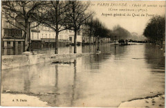 Carte postale ancienne Paris inondé - Cliché 28 janvier 1910 - Aspect général du Quai de Passy
                                                                     à Paris 16e
                                