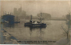 Paris La Grande Crue 1910 La Pointe Aval de la Cite à Paris