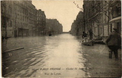Paris inondé - Cliché 31 Janvier 1910 - Rue de Lyon à Paris 12e