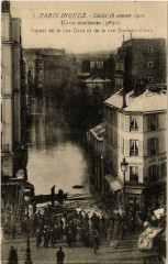 Carte postale ancienne Paris inondé - Aspect de la rue Gros et de la rue Boulainvilliers
                                                                     à Paris 16e
                                