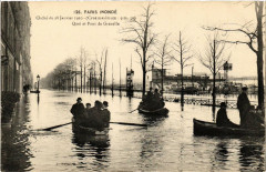 Paris inondé - Cliché du 28 Janvier 1910 - Quai et Pont de Grenelle à Paris 15e