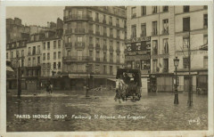 Paris inondé 1910 6 Faubourg Saint-Antoine, Rue Crozatier à Paris 12e