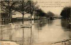 Carte postale ancienne Paris inondé - Cliché 28 janvier 1910 - Aspect général du Quai de Passy
                                                                     à Paris 16e
                                