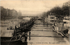 Paris Inondations de la Seine Mars 1906. le Mail à Paris