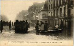 Paris Inondations 1910 Quai des Tournelles Sauvetage à Paris
