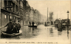 Paris Inondations 1910 Quai des Grands Augustins à Paris