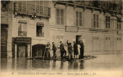 Carte postale ancienne Inondations de Paris (Janvier 1910) - Radeau Quai de Billy
                                                                     à Paris 16e
                                