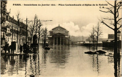 Paris Inondations 1910 Place Lachambaudie Eglise de la Nativite à Paris