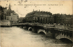 Paris Inondations 1910 Le Pont Neuf à Paris