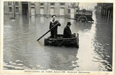 Paris Inondations 1910 Bd Haussmann à Paris