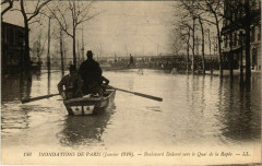 Inondations de Paris (Janvier 1910) - Boulevard Diderot vers le Quai de la Rapée à Paris 12e
