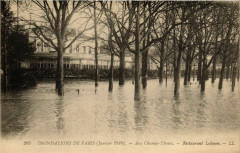 Paris Inondations 1910 Aux Champs-Elysées Restaurant Ledoyen à Paris