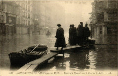 Inondations de Paris (Janvier 1910) - Boulevard Diderot vers le Quai de la Rapée à Paris 12e