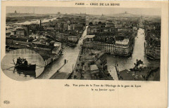 Carte postale ancienne Crue de la Seine - Vue prise de la Tour de l'Horloge de la gare de Lyon - le 29 Janvier 1910
                                                                     à Paris 12e
                                