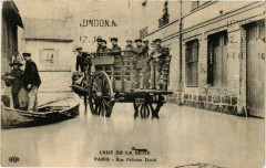 Carte postale ancienne Crue de la Seine - Rue Félicien David
                                                                     à Paris 16e
                                