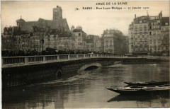 Paris Crue de la Seine 1910 Pont Louis-Philippe à Paris