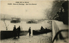 Paris Crue de la Seine 1910 Quai Saint-Bernard Bateau de sauvetage à Paris