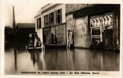 Carte postale ancienne Inondations de Paris (Janvier 1910) - La Rue Félicien David
                                                                     à Paris 16e
                                