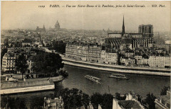 Paris (4e) vue sur N - D. et le Pantheon à Paris 4e