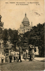 Carte postale ancienne Paris 18e Montmartre. Le Sacre Coeur Funiculaire
                                                                     à Paris
                                