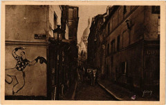 Carte postale ancienne Montmartre - La Rue Saint-Rustique
                                                                     à Paris 18e
                                