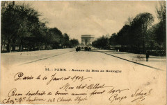 Carte postale ancienne Avenue du Bois de Boulogne
                                                                     à Paris 16e
                                