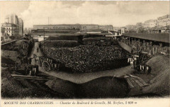 Carte postale ancienne Société des Charbonniers - Chantier du Boulevard de Grenelle
                                                                     à Paris 15e
                                