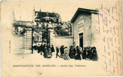 Carte postale ancienne Manufacture des Gobelins - Sortie des Visiteurs
                                                                     à Paris 13e
                                