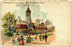 Paris Expo 1900 Pavillon de Finlande Litho à Paris