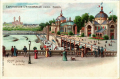 Paris Expo 1900 Rive droite de la Seine Litho à Paris
