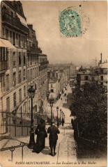 Carte postale ancienne Montmartre - Les Escaliers de la Rue Muller
                                                                     à Paris 18e
                                