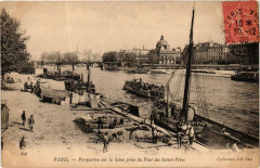 Paris 6e Perspective sur la Seine. Prise du Pont des Sts-Peres à Paris 6e