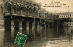 Paris Inondations 1910 Gare d'Orleans Austerlitz à Paris