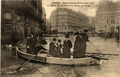 Paris Inondations 1910 Gare Saint-Lazare Place de Rome à Paris