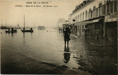 Carte postale ancienne Crue de la Seine - Quai de la Gare - 28 Janvier 1910
                                                                     à Paris 13e
                                